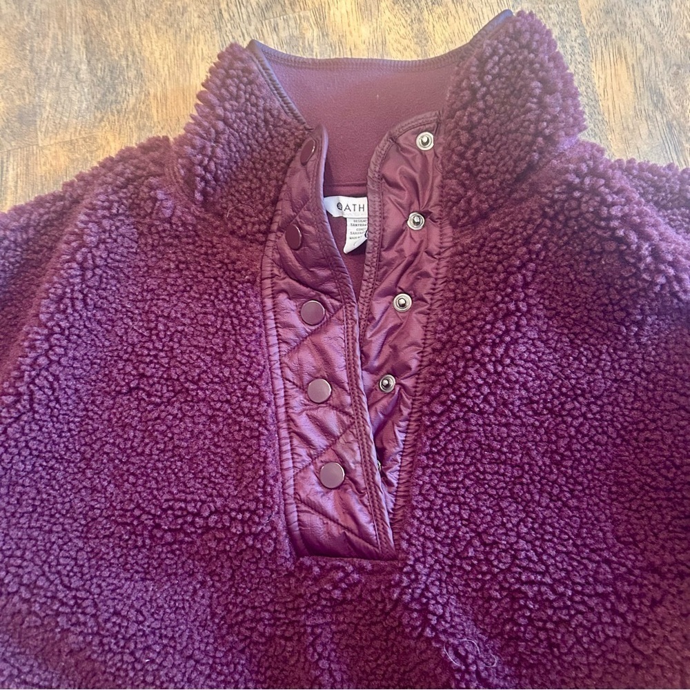 Athleta Altitude Sherpa Snap Pullover Burgundy Small - Picture 4 of 5